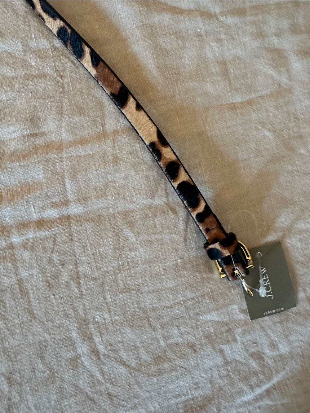 J. Crew Leopard Haircalf Slim Belt with Gold Buckle